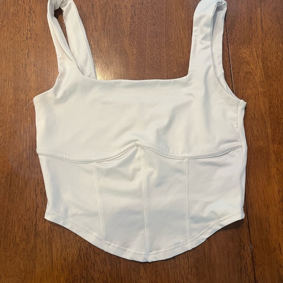 White Fitted Bodysuit Crop Top with Bustier Style - Picture 1 of 1